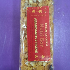 Barritas De Cereal De Arandanos Y Pasas X 40 Grs - Nutri Bar